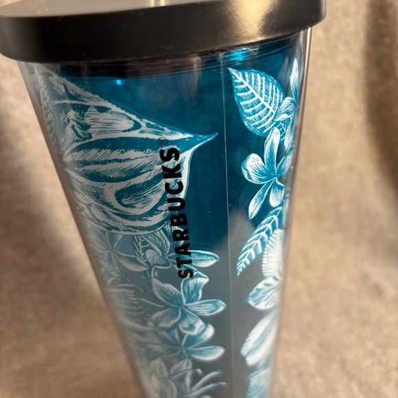 Starbucks Tropical Blue Floral Tumbler with Straw - Picture 2 of 11
